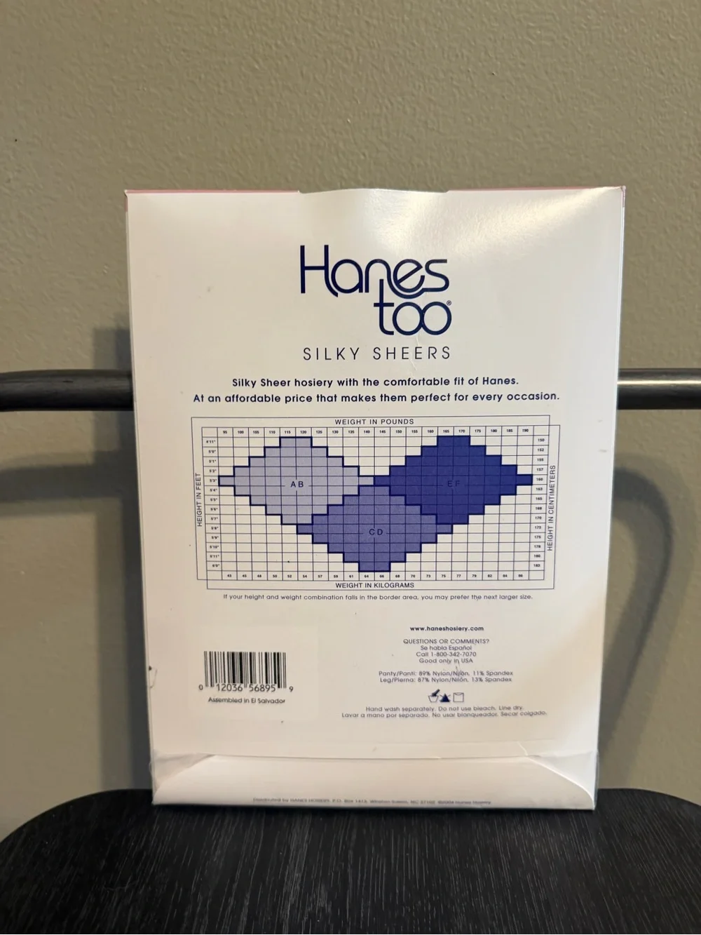 Vintage Hanes Too Silky Sheer Pantyhose Control Top Barely There Size CD NIP